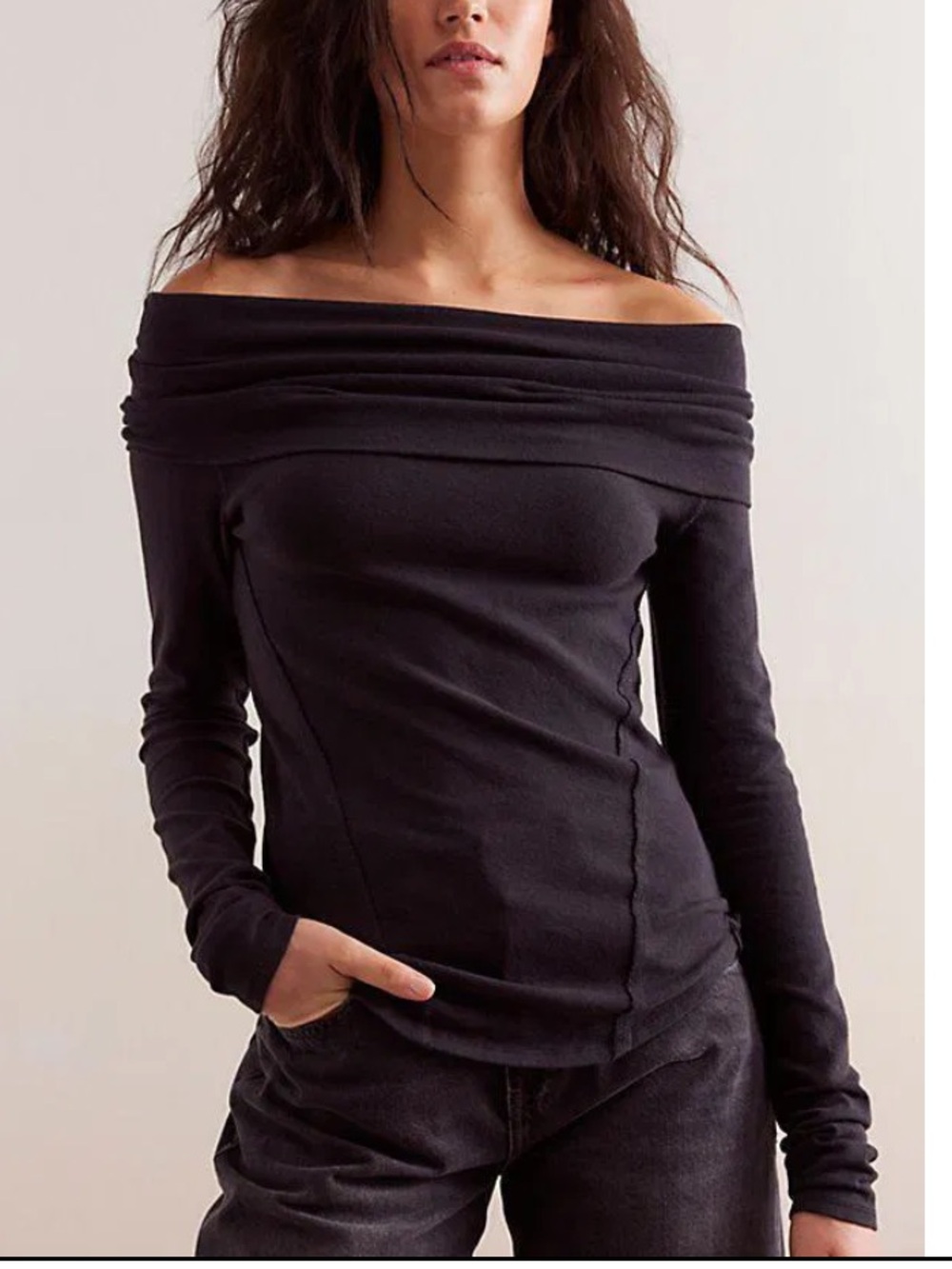 Black knit off the shoulder top